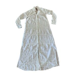 Johnny Was Ivory Silky Embroidery Lace Kimono Dress Tunic Gown Boho-Chic Beach